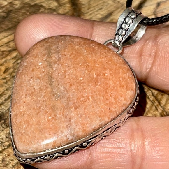Beautiful Peach Moonstone Pendant 2” - Picture 3 of 13